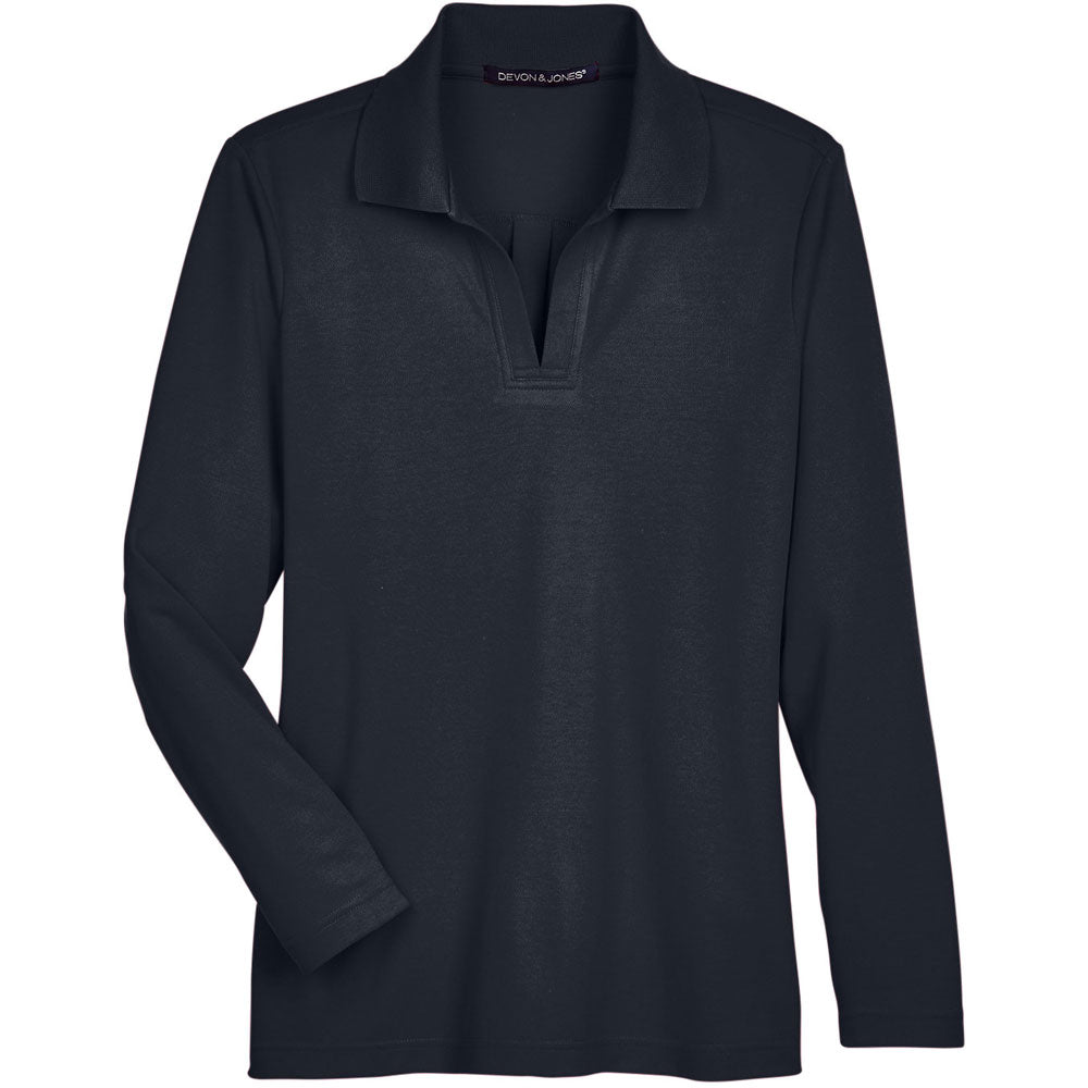 Devon & Jones CrownLux Performance™ Ladies' Plaited Long Sleeve Polo