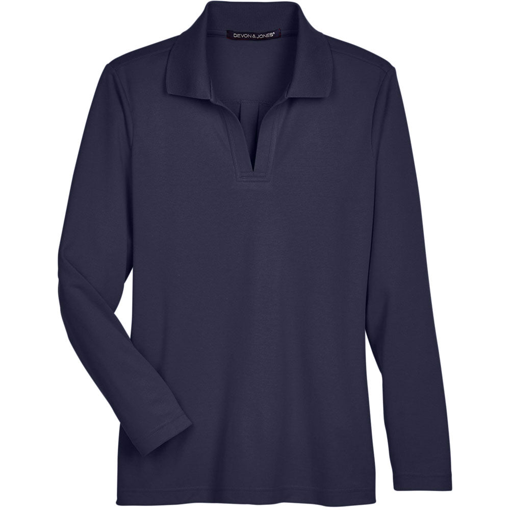 Devon & Jones CrownLux Performance™ Ladies' Plaited Long Sleeve Polo