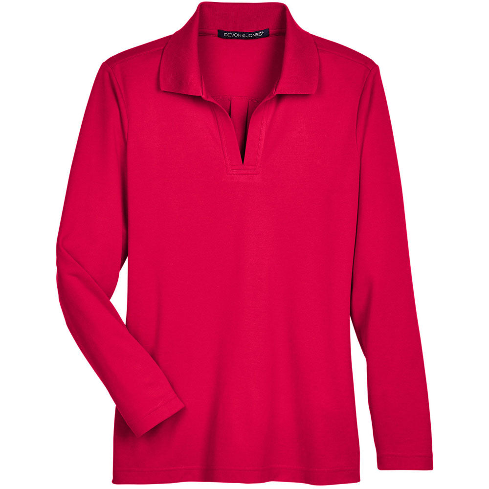 Devon & Jones CrownLux Performance™ Ladies' Plaited Long Sleeve Polo