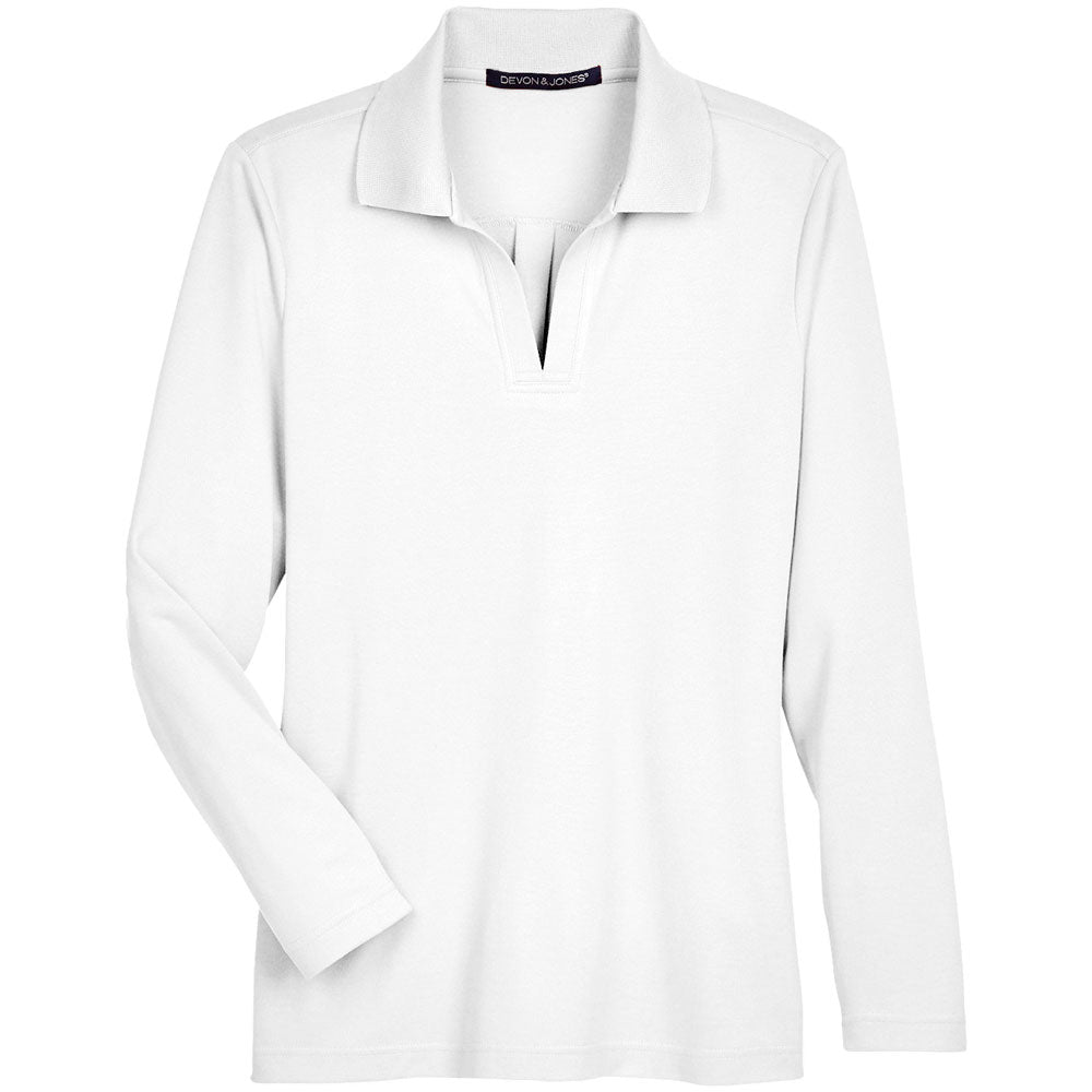 Devon & Jones CrownLux Performance™ Ladies' Plaited Long Sleeve Polo