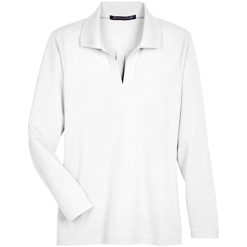 Devon & Jones CrownLux Performance™ Ladies' Plaited Long Sleeve Polo