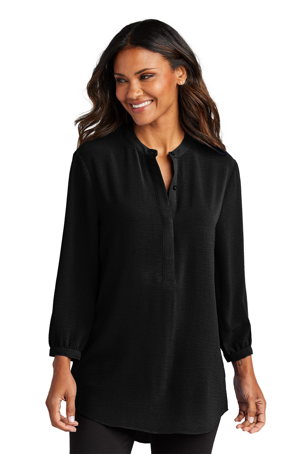 Port Authority Ladies 3/4 Sleeve Textured Crepe Tunic