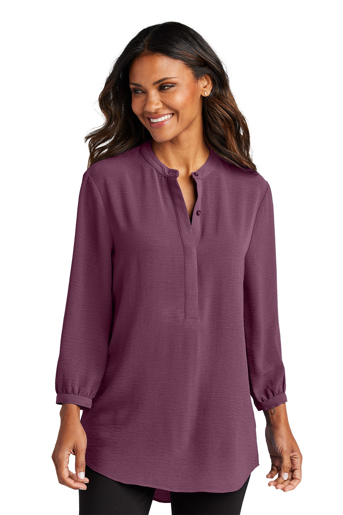 Port Authority Ladies 3/4 Sleeve Textured Crepe Tunic