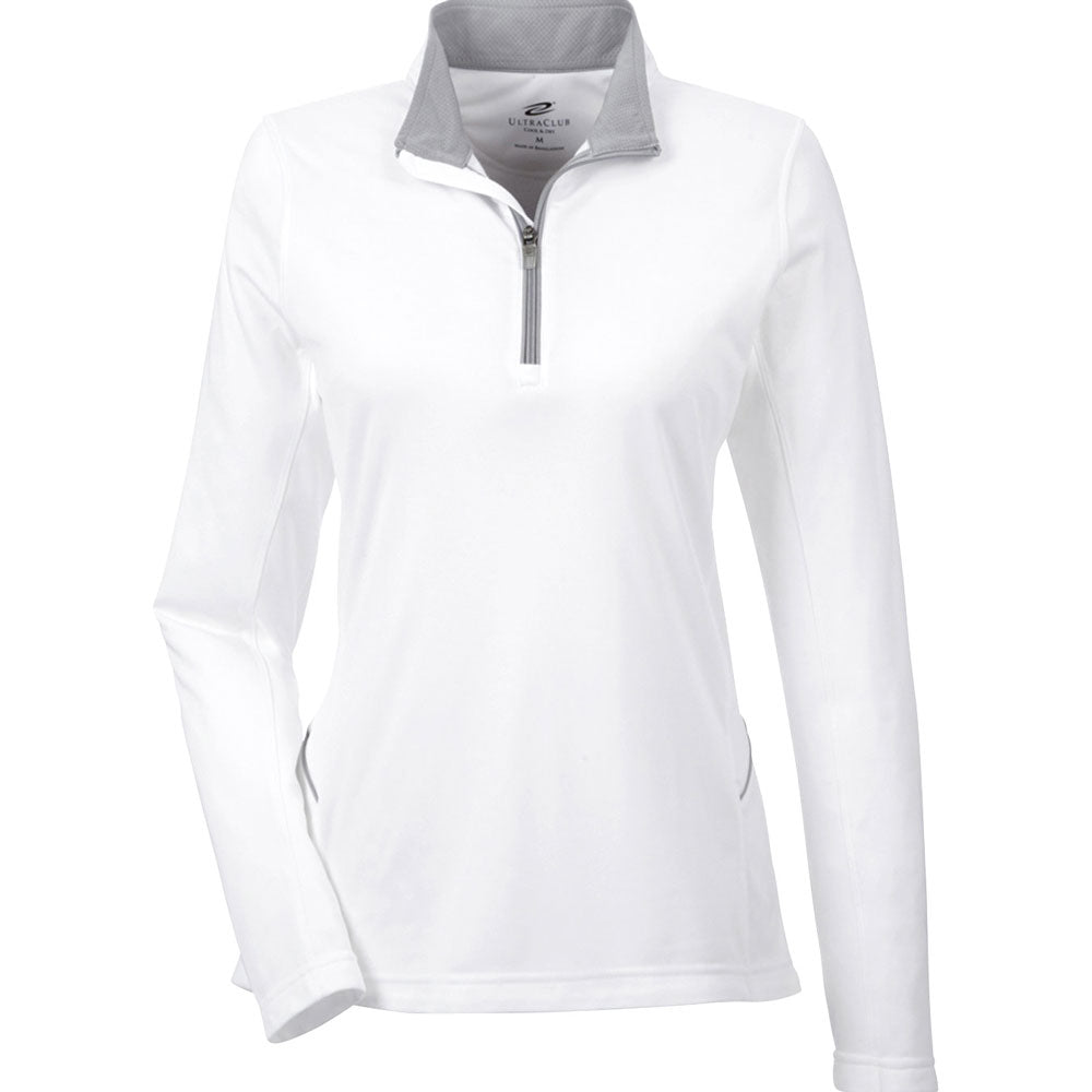 UltraClub Ladies' Cool & Dry Sport Quarter-Zip Pullover