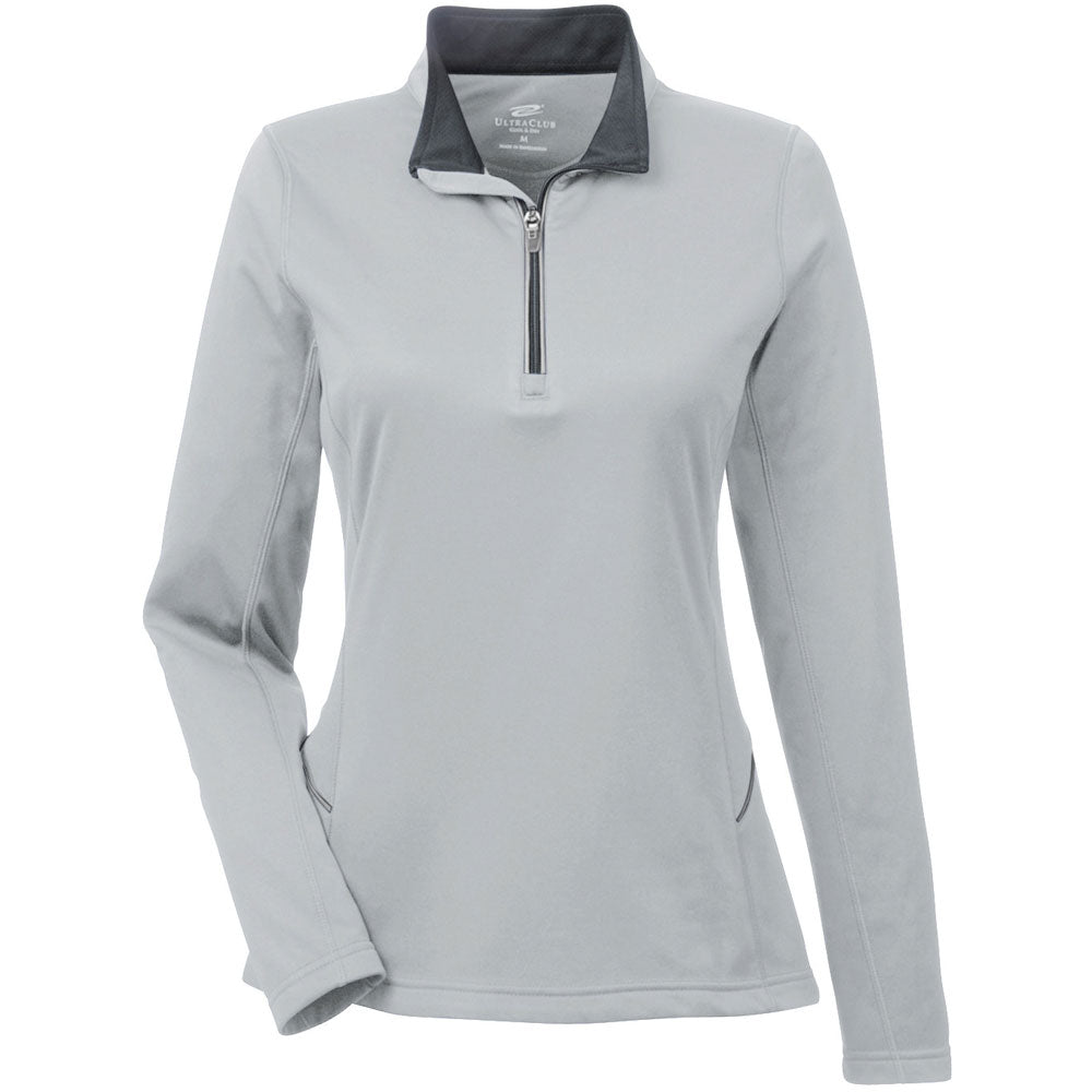 UltraClub Ladies' Cool & Dry Sport Quarter-Zip Pullover